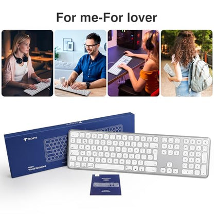 - TECURS Mac Keyboard Backlit |Quiet Slim USB Wired Computer Keyboard -