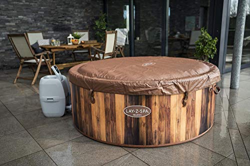 - Lay-Z-Spa 60025 Helsinki Hot Tub | 180 AirJet Wood Effect | Inflatable Spa | Freeze Shield Technology | Rapid Heating | 5-7 Person -