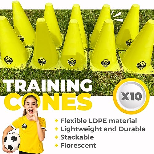 - Football Master ™ | Set of 10 Sport Training Football Equipment Traffic Cones | For Football, Soccer, Skating, Outdoor Games -