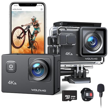 - WOLFANG Action Camera GA100 with 32GB microSDXC Memory Card 4K 30FPS