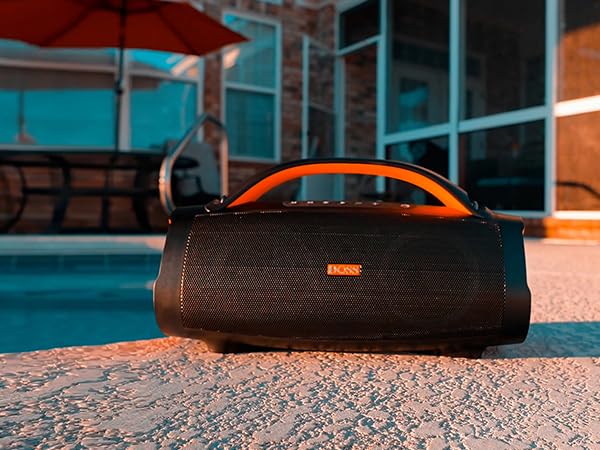 - DOSS Extreme Boom+ Outdoor Speaker with 100W Stereo Sound | Rich Bass | 20H Playtime | Power Bank | Mixed Color Light -