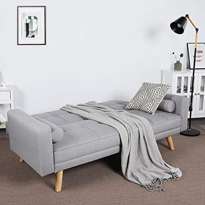 - Yaheetech Modern Fabric Sofa Bed, 3 Seater Click Clack Sofa Settee & Recliner.