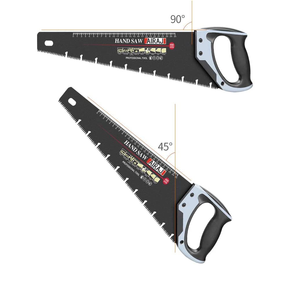 AIRAJ 450mm Pro Hand Saw, Pruning Saw with Chip-Removing Design, Perfect for Sawing, Pruning, Trimming Gardening and Cutting Wood Fast Cutting Saw