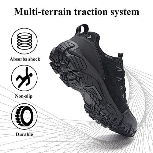 - SHULOOK Walking Shoes | Mens Waterproof Hiking Shoes | Non Slip | Lightweight |  Black/Grey -