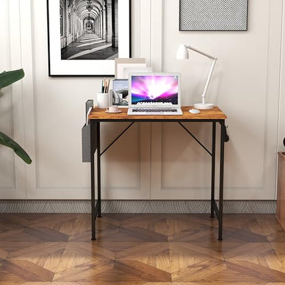 Computer Desk Home Office Writing Study Desk, Modern Simple Style PC Table (Brown, 80 x 50 x 75 cm)