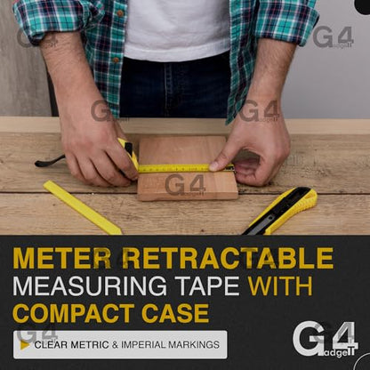 5 Meter Retractable Tape Measure Griplock Imperial Metric Measuring Metres (Black Yellow 5m 19mm)