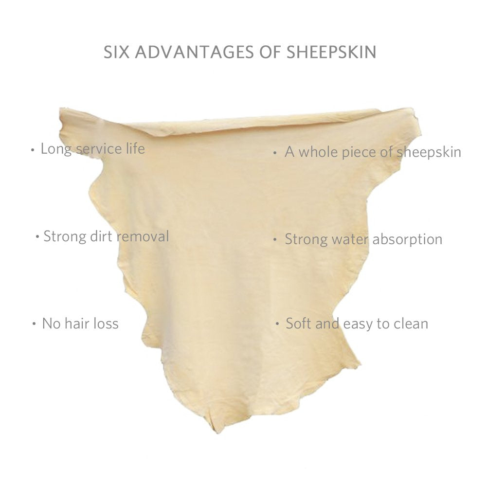 Car Natural Chamois Cleaning Cloth, RIVERLAKE Genuine Deerskin Leather Auto Car Wash Drying Towel,Super Absorbent,3 Available Sizes. (S:20''x12'' - 1PACK)