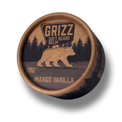 - Grizz Soft Beard Balm | 70g | Beard Moisturiser | Beard Wax | Beard Cream | Shea Butter & Bees Wax | Jojoba Oil & Argan Oil | (Mango Vanilla) -