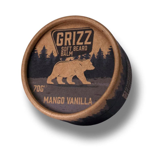 - Grizz Soft Beard Balm | 70g | Beard Moisturiser | Beard Wax | Beard Cream | Shea Butter & Bees Wax | Jojoba Oil & Argan Oil | (Mango Vanilla) -