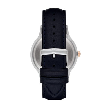 - Emporio Armani Watch for Men | Two Hand Date Movement | 43 mm Silver Stainless Steel Case with a Leather Strap | AR11188 -