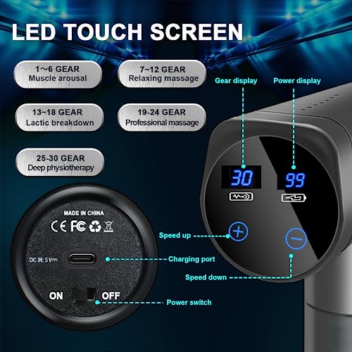 - Massage Gun Deep Tissue | Percussion Muscle Massager | 30 Adjustable Speeds -