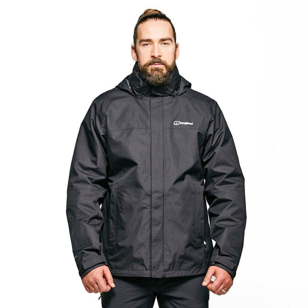 Berghaus Men's RG Alpha 3-in-1 Waterproof Jacket with Removable Fleece, Extra Comfort, Lightweight Coat, Black, L