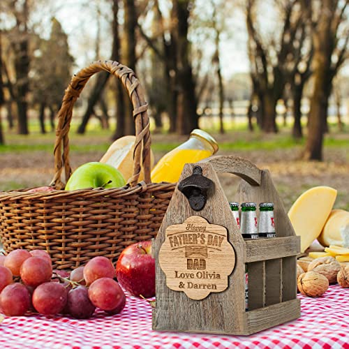 - Personalised Beer Crate with Bottle Opener | Vintage Wooden Beer Caddy -