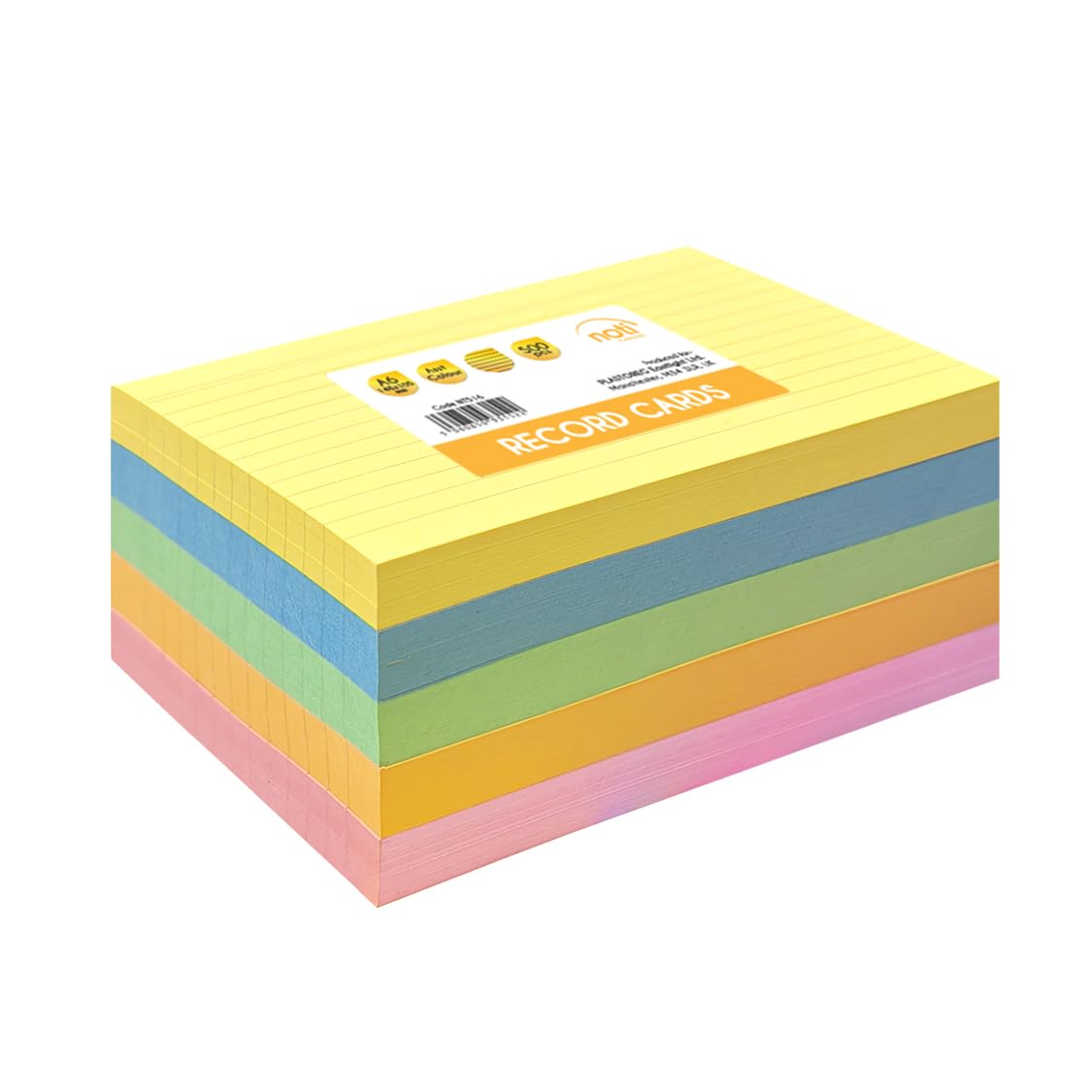 - NOTI A6 Neon Multi-Coloured Flash Revision Record Index Cards -