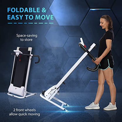 - HOMCOM 1.25HP Motorised Electric Treadmill | 10km/h Folding Running Machine | Gym Fitness Exercise with LCD Monitor -