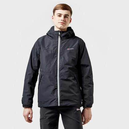 Berghaus Kids' Stokesley 3 in 1 Jacket with AQ2™ Waterproof Fabric and Lightweight Micro-fleece Inner, Kids' Hiking & Outdoor Recreation Clothing (11-12 Years, Black)