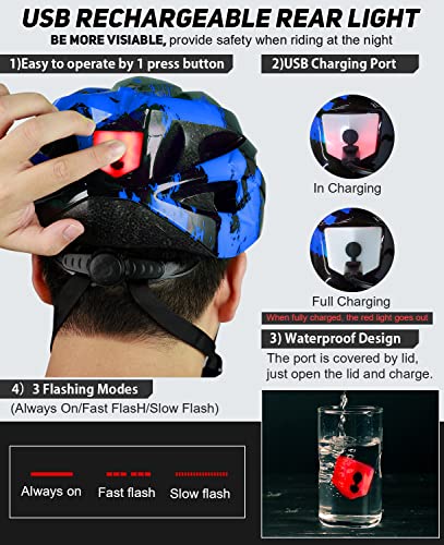 - RaMokey Bike Helmet | Lightweight Cycle Helmet |LED Light Magnetic Goggle Sun Visor -