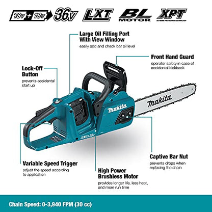 - Makita DUC355Z Twin 18V | Li-Ion LXT | 350mm Brushless Chainsaw -