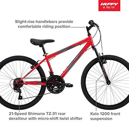 - Huffy Stone Mountain Kids | 24 Inch Wheel | 21 Speed | Hardtail Red Mountain Bike -