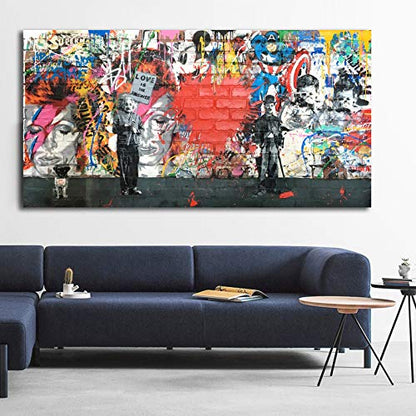 Banksy Canvas Wall Art Abstract Graffiti Street Art Canvas Wall Art Pictures Prints for Living Room Office Home Decoration