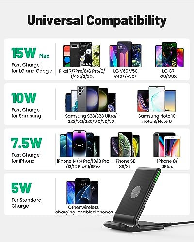 - INIU Wireless Charger | 15W Fast Wireless Charging Stand | Qi Certified | Sleep-friendly -