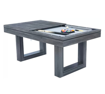 6ft / 7ft Pool Table With Dining Table Top & Table Tennis Table Family Leisure Snooker Billiards Games Table With All Accessories, Great for Kids and Adults (Driftwood with Grey Cloth, 7ft)