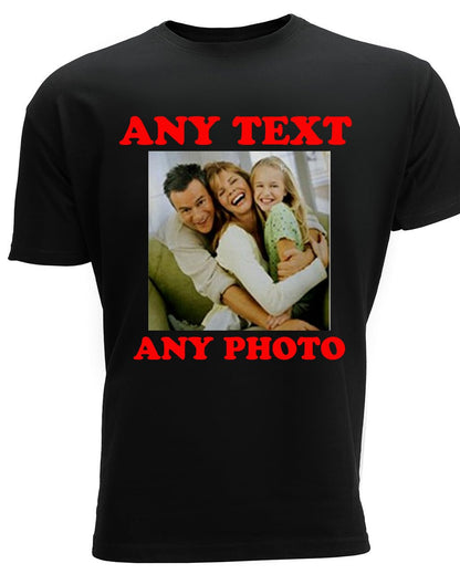 4sold Create Your Own Custom Personalised Mens Kids T Shirt Any Photo, Any Text, Approx Up to 14" x 16" Print Size, White T Shirt (White, Unisex L)