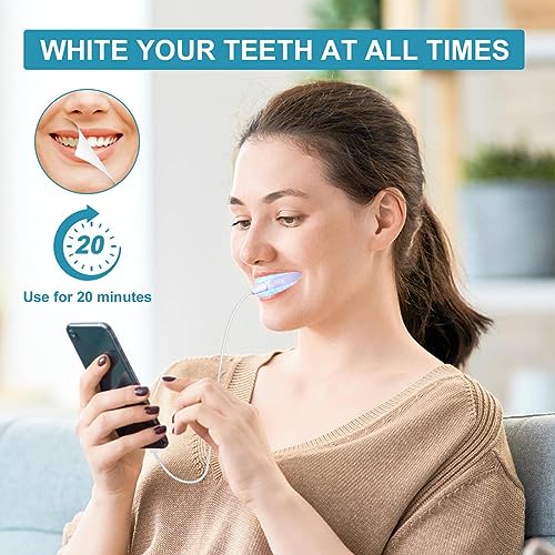 - Riatanxi Teeth Whitening Kit With Gel Light | 5×3ml Whitening Gel Pens | 16X Blue LED Light | Professional Home Care Bleaching System -