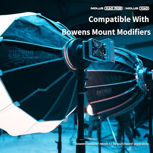- ZHIYUN RGB Video Light Molus X60 RGB Combo 60W with 2550mAh Battery, 2700K-6500K Dimmable, Full Color CRI 95, TLCI 98