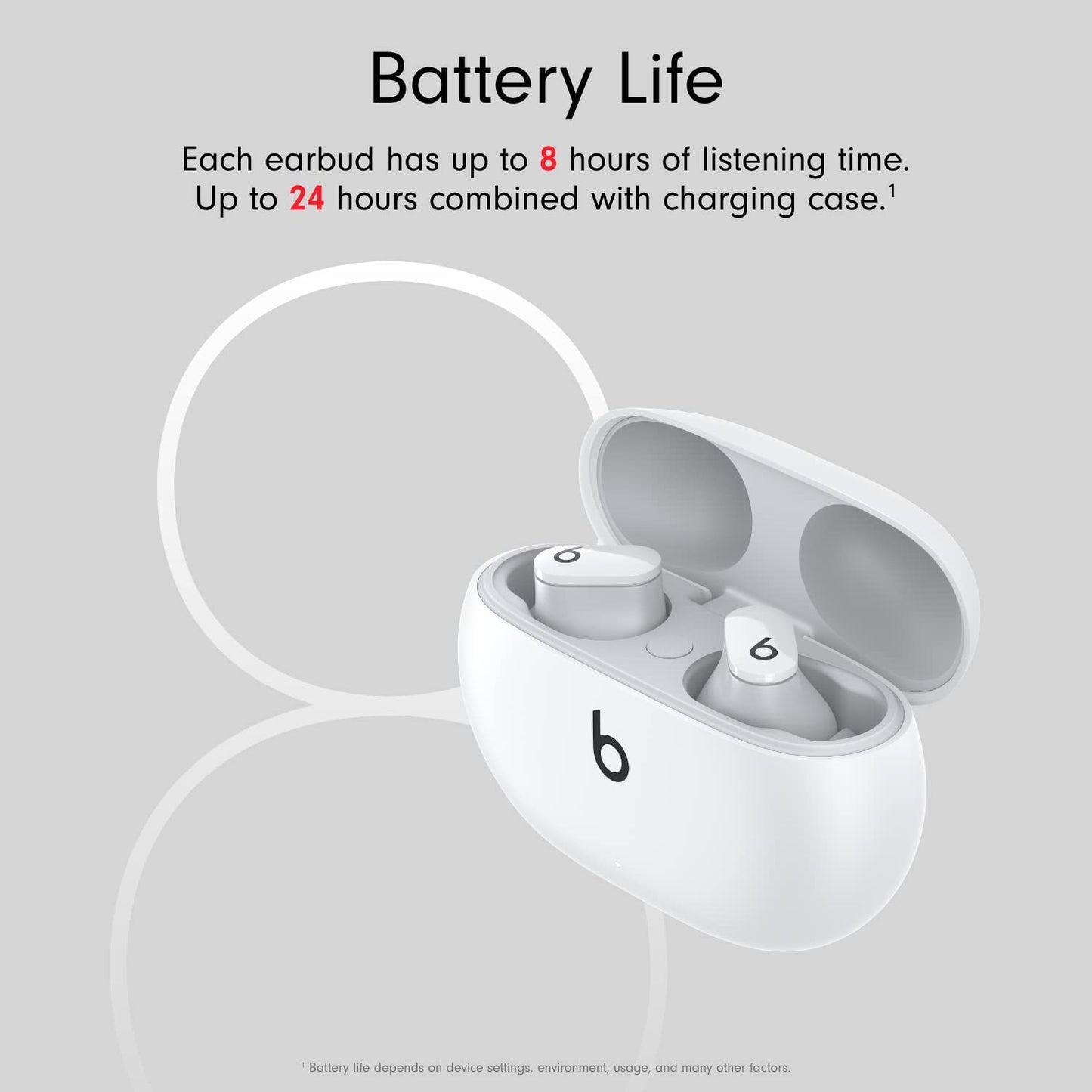 Beats Studio Buds – True Wireless Noise Cancelling Earbuds – IPX4 rating, Sweat Resistant Earphones, Compatible with Apple & Android, Class 1 Bluetooth, Built-in Microphone – White