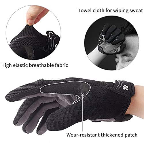 - I Kua Fly Cycling Gloves | Full Finger Mountain Bike Gloves | Gel Padded Touchscreen MTB Gloves for Men -