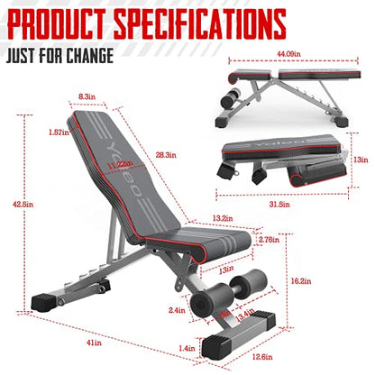 - YOLEO Weight Bench, 660LBS Adjustable/Foldable Strength Training Bench, Utility Incline/Decline Bench