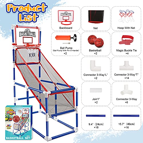 - Sanlebi Basketball Hoop and Stand for Kids | Mini Basketball Net and Pumps -