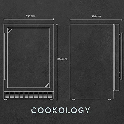 Cookology CWC601BK Freestanding Undercounter Fridge Cabinet 60cm Wine Cooler, 54 Bottle, 135 Litre Capacity, with Digital Temperature Control and Reversible Door - in Black