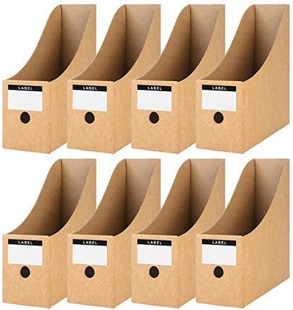- Koogel 8 PCS Magazine Files Holder | Cardboard Magazine Rack | Labels | A4 File Organiser Box -