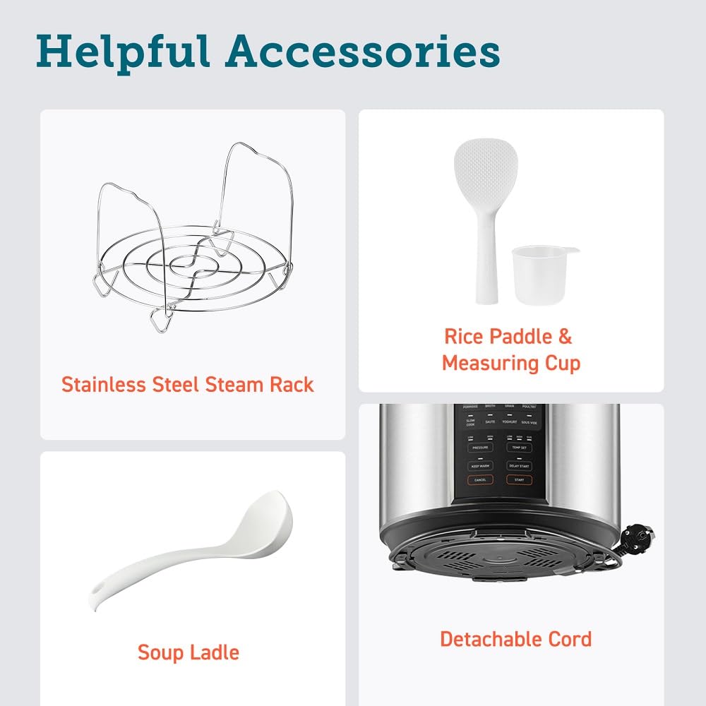 COSORI Pressure Cooker 5.7L, 70% Faster, 65+ Recipes(Cookbook & Online), 13 Presets, 9-in-1 Multi Cooker(Slow & Rice Cooker, Sous vide, Cake & Yoghurt Maker, Steamer, etc.), Non-Stick
