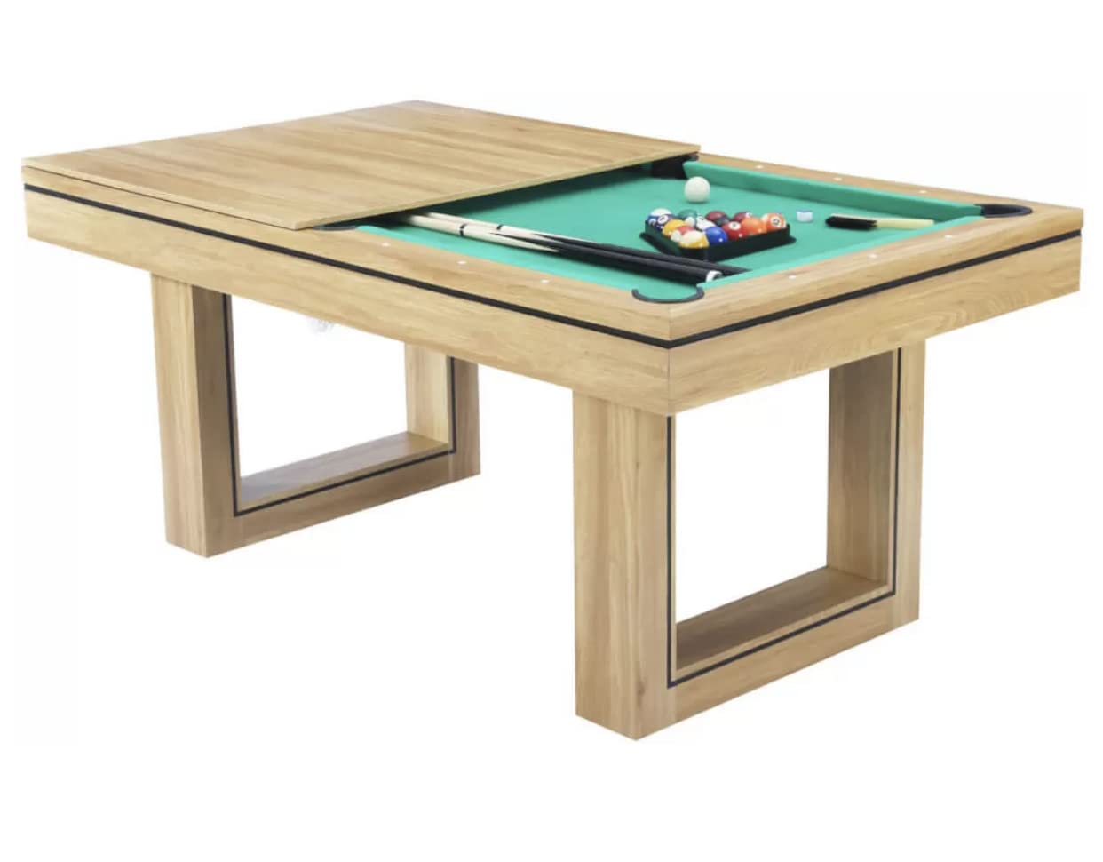 6ft / 7ft Pool Table With Dining Table Top & Table Tennis Table Family Leisure Snooker Billiards Games Table With All Accessories, Great for Kids and Adults (Driftwood with Grey Cloth, 7ft)