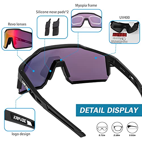 - KAPVOE Polarized Cycling Glasses With 4 Interchangeable Lenses -