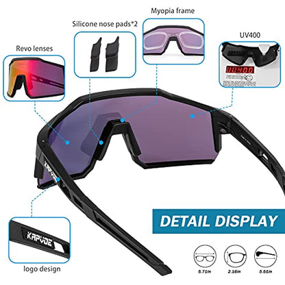 - KAPVOE Polarized Cycling Glasses With 4 Interchangeable Lenses -