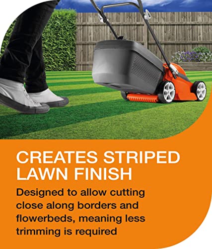 - Flymo EasiStore 340R Electric Rotary Lawn Mower | 34 cm Cutting Width | 35 Litre Grass Box | Close Edge Cutting | Rear Roller | Central Height Adjust -