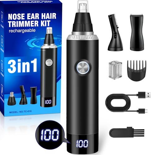 - Rechargeable Nose Hair Trimmer for Men | 3-in-1 Professional Painless Eyebrow and Facial Hair Trimmer -