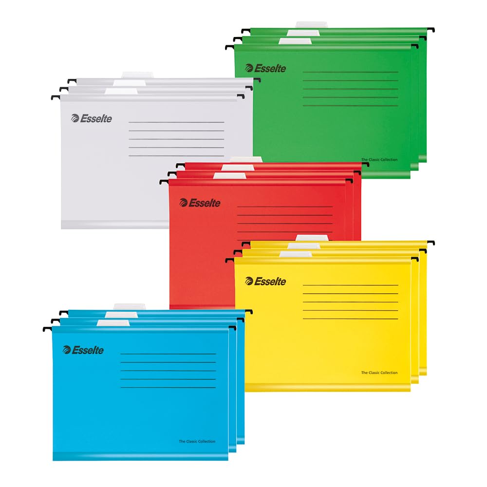 - Esselte A4 Reinforced Filing Cabinet Suspension File | Pack 15 Made from Strong 100% Recycled Card -