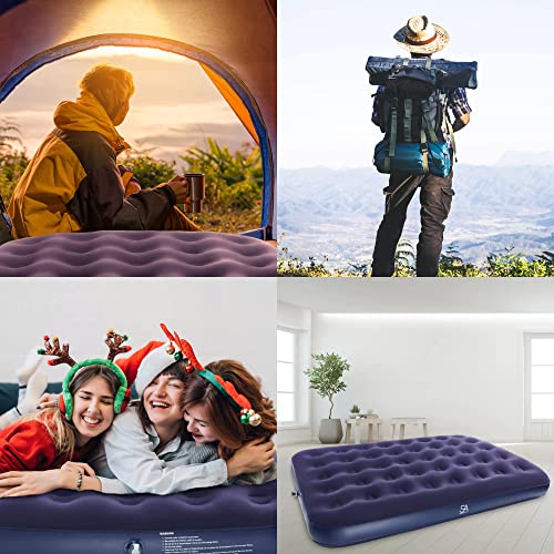 - SA Products Blow Up Bed | Double Airbed with Electric Air Pump | Waterproof Inflatable Mattress | Quick Inflatable Bed Air Mattress for Hiking, Travel, and Outdoors | (AC Pump) -