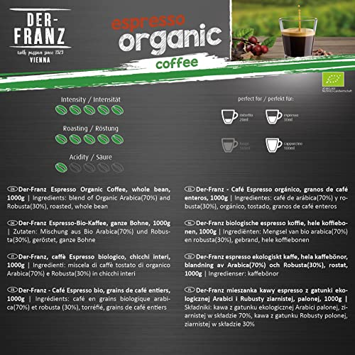 Der-Franz Espresso organic Coffee, whole bean, 1000 g