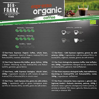 Der-Franz Espresso organic Coffee, whole bean, 1000 g