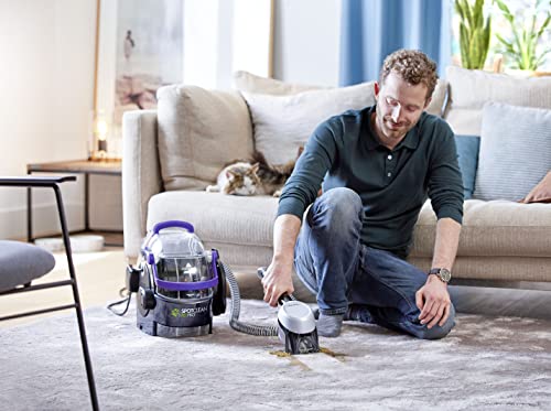 BISSELL SpotClean Pet Pro | 750W Portable Carpet Cleaner | Removes Spills, Stains and Pet Messes | includes Pet Stain Trapper Tool | Cleans Carpets, Upholstery & Car | 15588 | 2.8L | Black/Purple