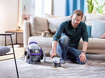 BISSELL SpotClean Pet Pro | 750W Portable Carpet Cleaner | Removes Spills, Stains and Pet Messes | includes Pet Stain Trapper Tool | Cleans Carpets, Upholstery & Car | 15588 | 2.8L | Black/Purple