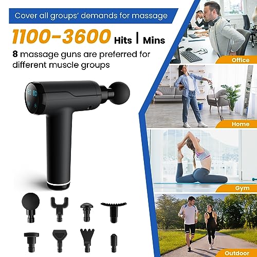 - Massage Gun Deep Tissue | Portable Muscle Massage Device | 8 Massage Heads -