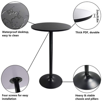 - KKTONER Round Bar Table | 60CM Top for Cocktail Bar | Pub Dining Bistro (106CM H) -
