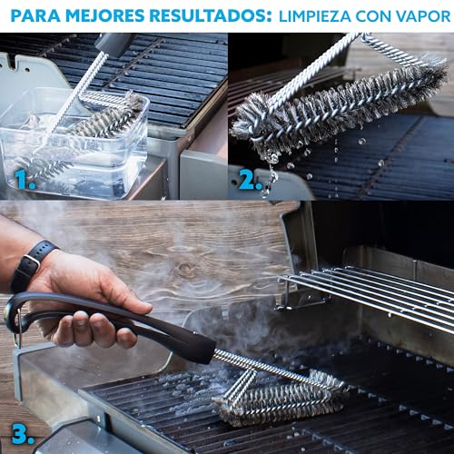 - Kona 360° Clean Grill Brush  | 18" Best BBQ Grill Brush | Stainless Steel 3-In-1 Grill Cleaner -